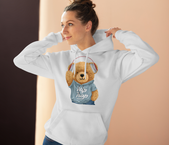 Hip Hop Teddy Baskılı Hoddie Sweatshirt