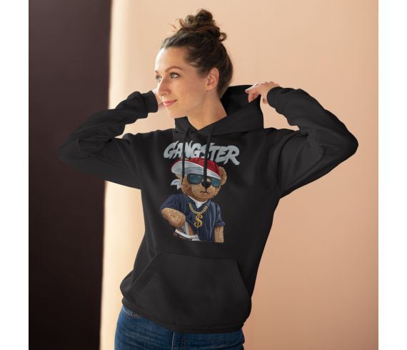 Gangsta Teddy Baskılı Hoddie Sweatshirt