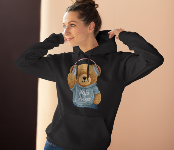 Hip Hop Teddy Baskılı Hoddie Sweatshirt thumb